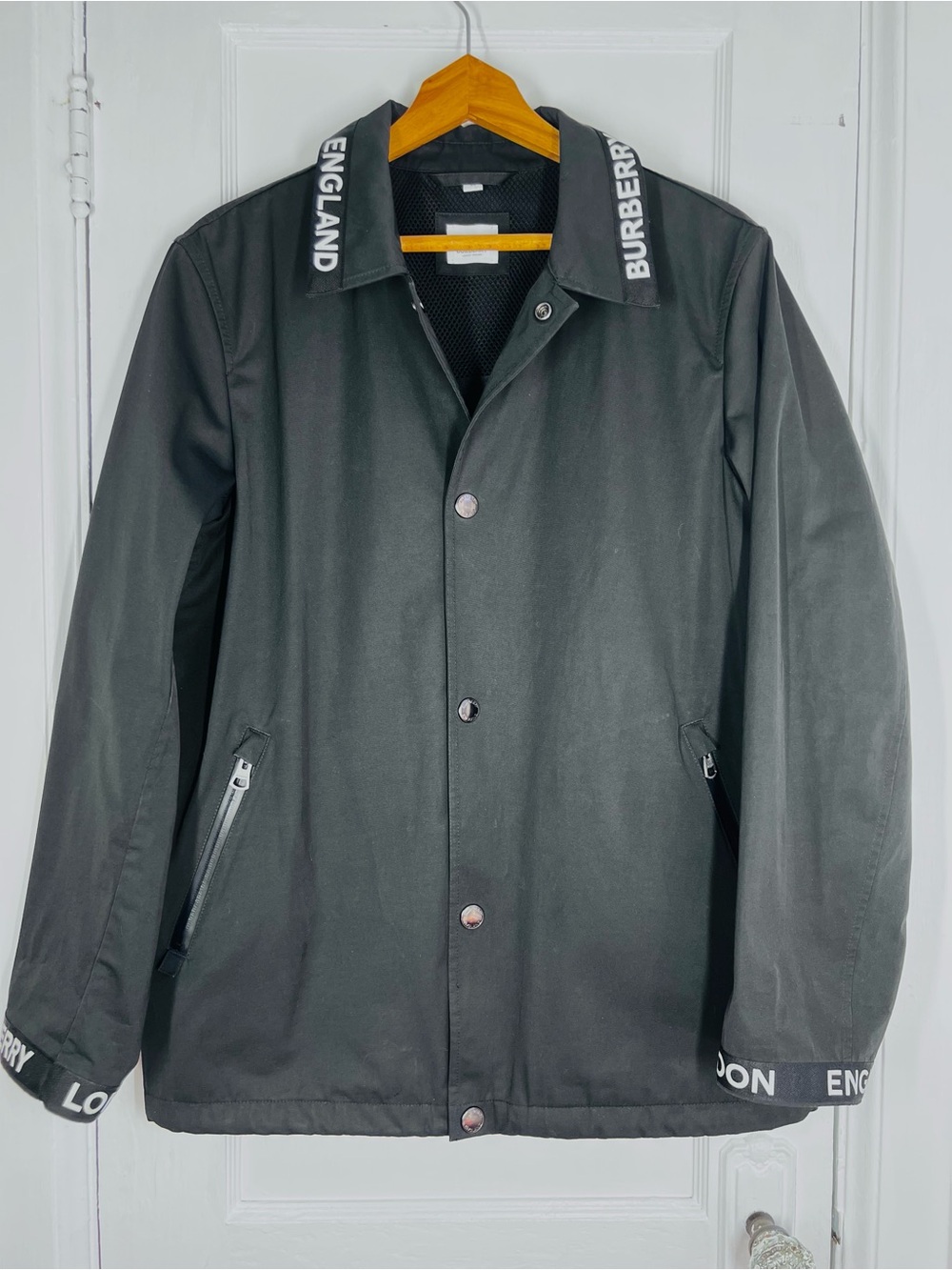 Burberry Black Easthorpe Coaches Logo-Collar Cuffs Utility Jacket